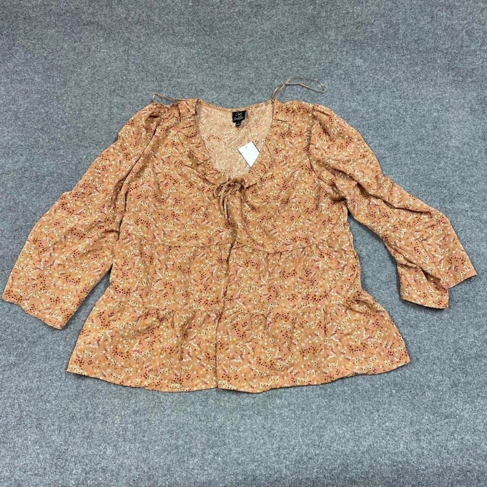Oak & Trellis Festival‎ Earthtones Boutique Ruffle Blouse 1X